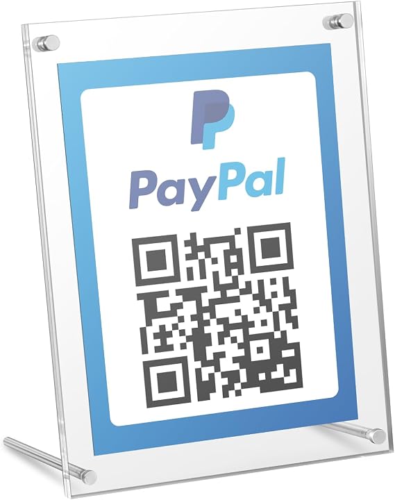 Kevenal QR Code Signs, 6 x 8 Inch Clear QR Code Menu with Metal Stand, Cash App Acrylic Holders - 1 Pack