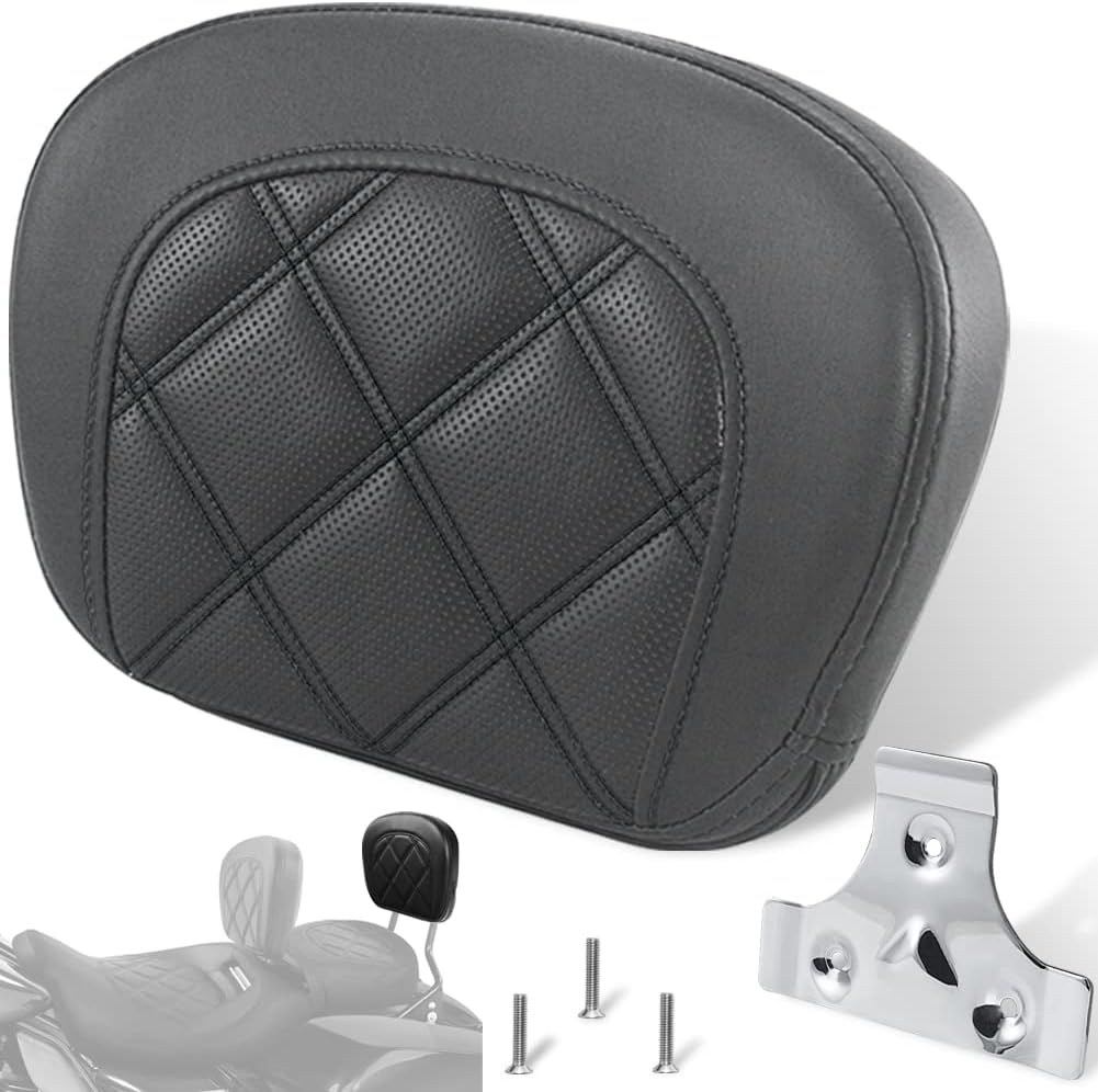 FOVPLUE Passenger Backrest Pad,Sissy Bar Pad for Harley Touring Electra GlideRoad GlideRoad KingStreet GlideTrike Freewheeler FLRTFLH, Double Black Stitching