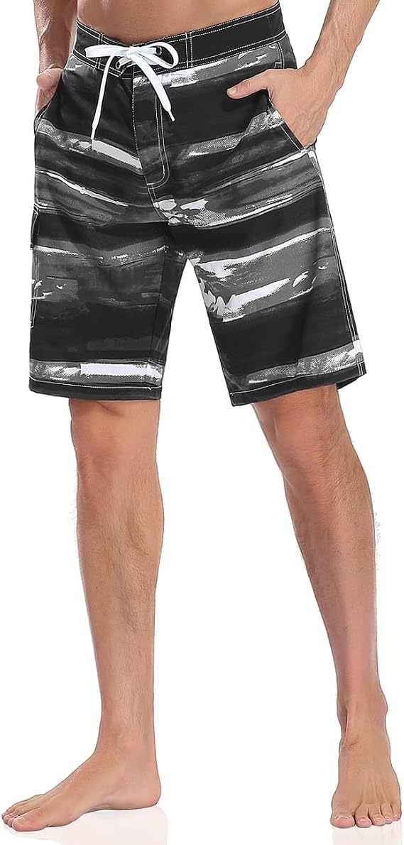 unitop Men's Bathing Board Trunks Beach Shorts Holiday Hawaiian Colorful Striped