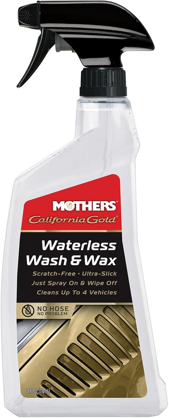 Mothers California Gold Waterless Wash & Wax, 24 oz. (05644) | Quick & Easy Car Care Without Water, Spray On & Wipe Off Ultra-Slick Formula Safely Removes Dirt & Grime Scratch-Free