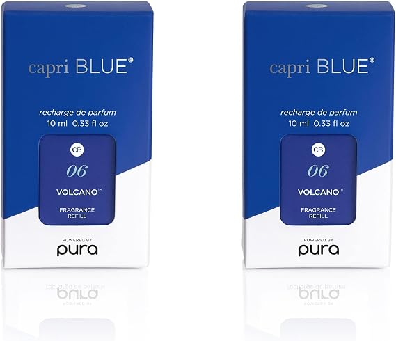 Capri Blue Pura Smart Home Plug-in Diffuser Refills Includes 2 Capri Blue Pura Refills for Plug In Diffusers for Home - Long Lasting Luxury Scents - Volcano (Pack of 2)