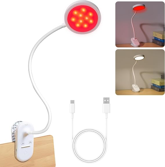 Light Therapy Lamp, 10000 Lux Happy Lamp & Red Light Sleep-Aid Lamp 2 in 1 (White)