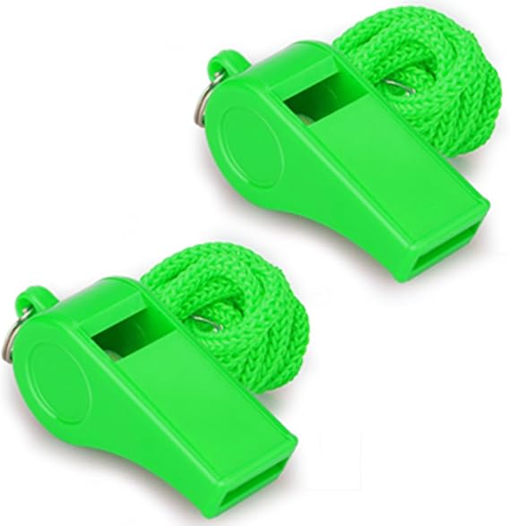 Whistle - Loud Crisp Sound Whistle with Lanyard, 2PCS Green Sports Whistles, Ideal for Coaches, Outdoor Enthusiasts, and Family Emergencies