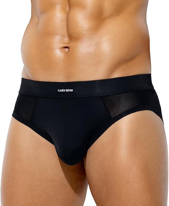 Casey Kevin Mens Mesh Briefs Sexy Lingerie Underwear Silk Panties for Male