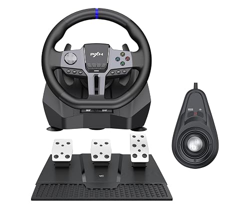 PXN V9 Gen2 Gaming Racing Wheel With magnetic Pedals and Shifter 270/900 Dual-Vibration Driver-free Gaming Steering Wheel for PC,PS4,PS3,Xbox One, Xbox Series X/S