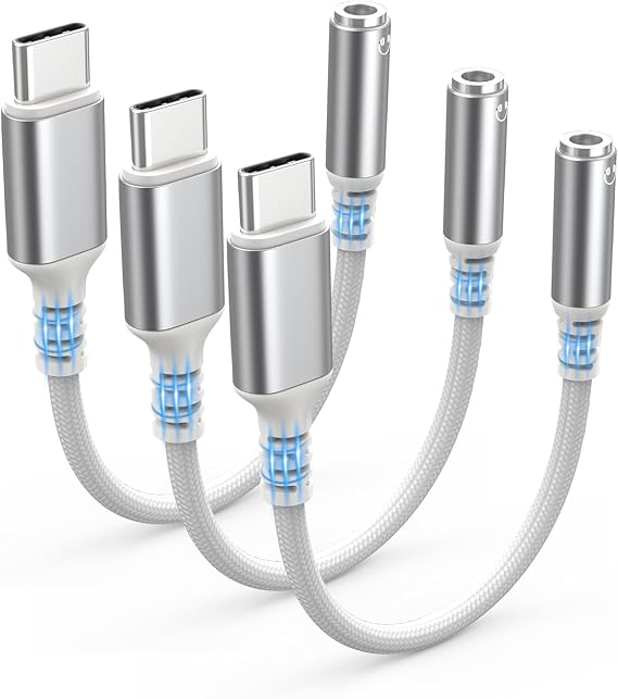 Highwings USB Type C to 3.5mm Female Headphone Jack Adapter (3-Pack)