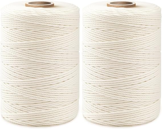1,200ft (600ft x 2Rolls) Butchers Twine 2mm Cotton String for Cooking Kitchen Meat Turkey Sausage Roasting Baking Gift Wrapping DIY Crafts Crocheting Knitting
