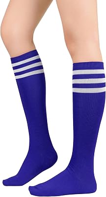 Zando Knee High Socks for Women Striped Athletic Long Tall Tube Socks Outdoor Sports Casual Thigh High Stockings