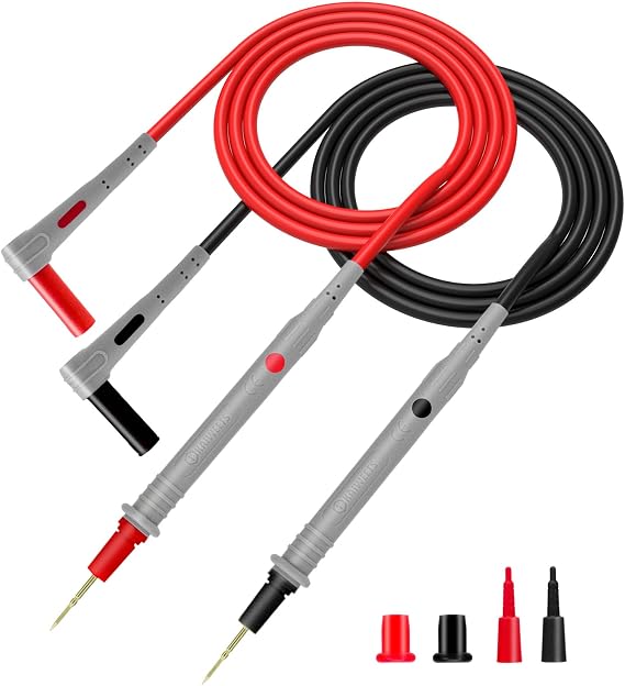 KAIWEETS Silicone Multimeter Test Leads with Gold-Plated Probes, 48 inch Long, CAT III 1000V CAT IV 600V 20A, Compatible with Volt Clamp Meter Electrical Testing Tools