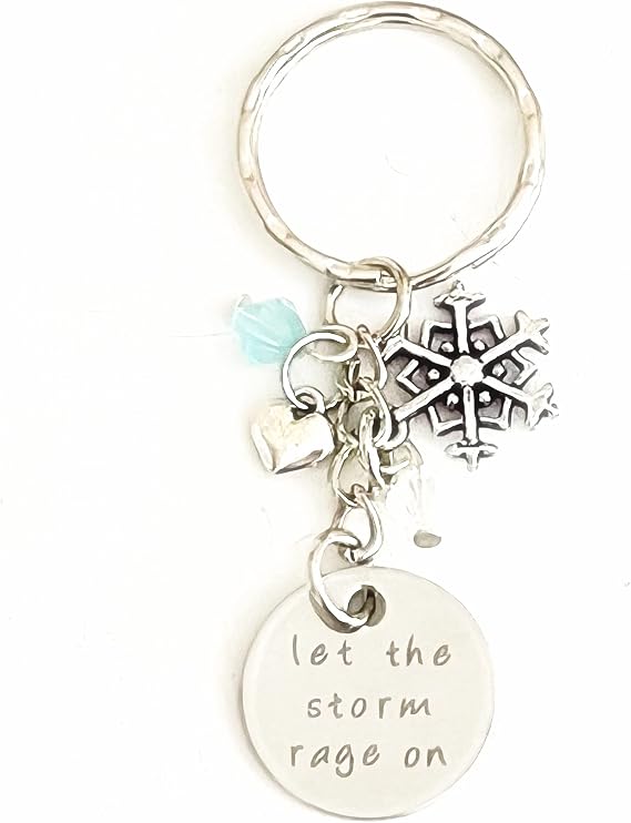 Let the Storm Rage On Frozen Elsa Silver Charm Keychain Gift Accessories for a Strong and Loving Princess | Merchandise for Women