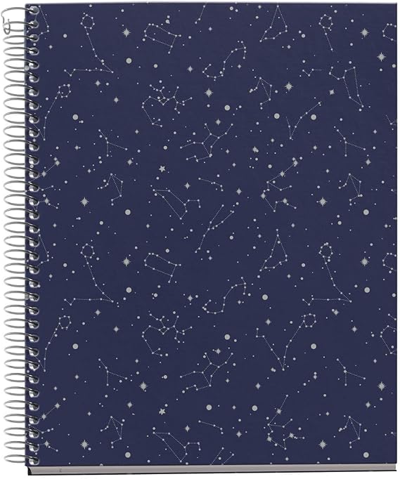 Miquel Rius M Fashion 4 Subject Notebook, Lined A5-8.27" x 5.83" 120 Sheets Heavyweight Paper, Subjects Separated by color, 2 Hole Punched, Micro-Perforated, Cosmos Design, Multicolor