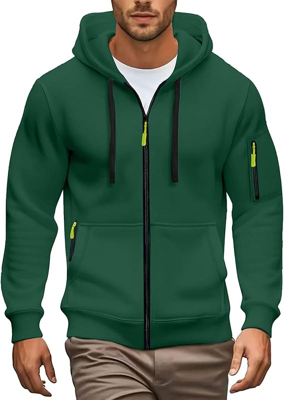aihihe Tactical Hoodies for Men Fall 2025 Full Zip Up Hooded Sweatshirt Casual Plus Size Athletic Outfits with Pocket