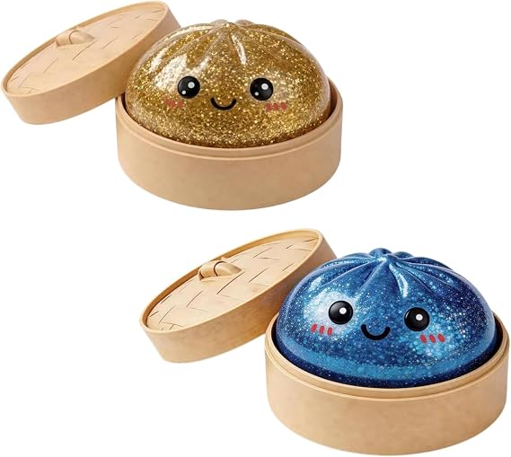 2 PCS 2.2" Mini Glitter Dumpling Squishy,Colorful Glitter Dumpling Squishy Fidget Toy with Beads,Sensory Fidget Toys for Anxiety Relief, Perfect for Party Favors, Birthday Gifts & Desk Toys