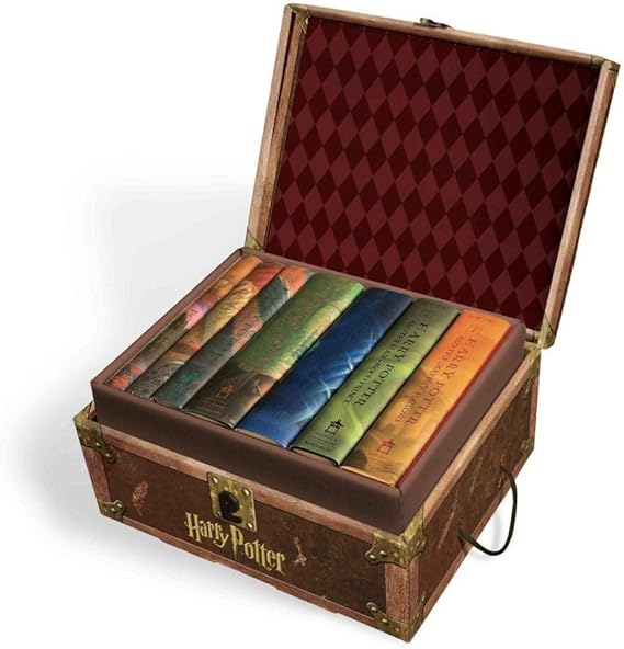 Harry Potter Books Set #1-7 in Collectible Trunk-Like Toy Chest Box, Decorative Stickers Included by Harry Potte