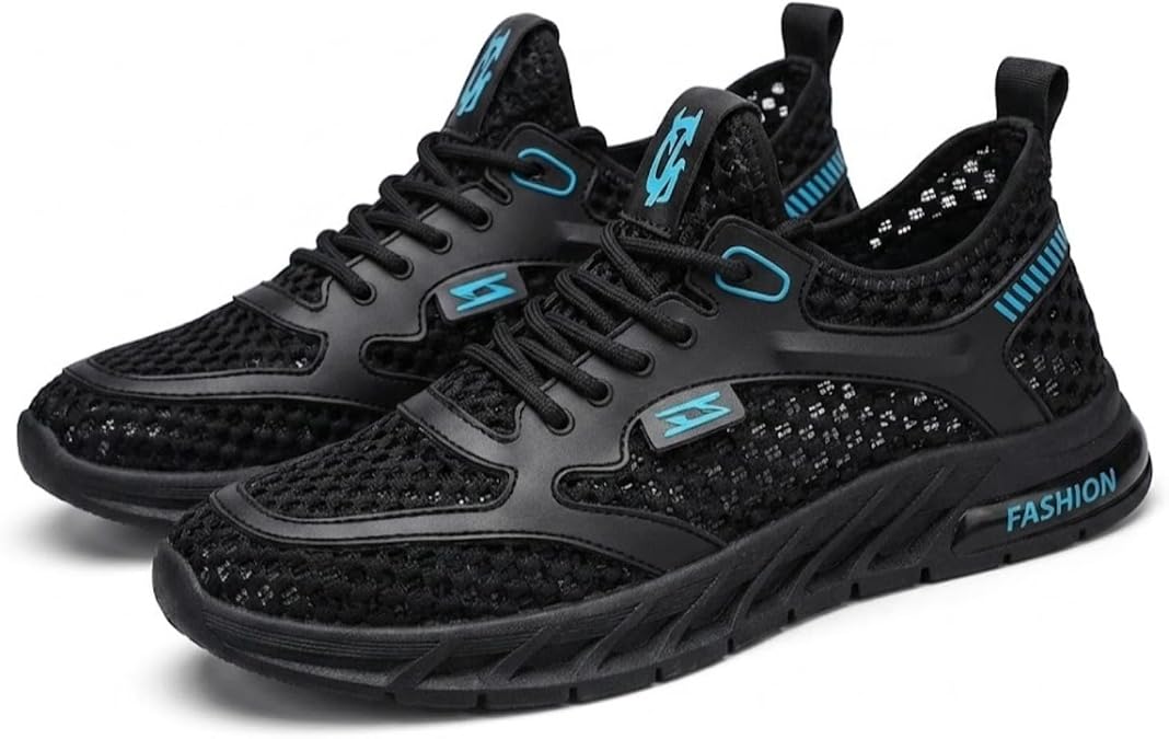Stylish Breathable Mesh Men Sneakers Lightweight Running Shoes Casual Walking Footwear with Shock Absorbing Sole for Gym Fitness Travel Daily Workout