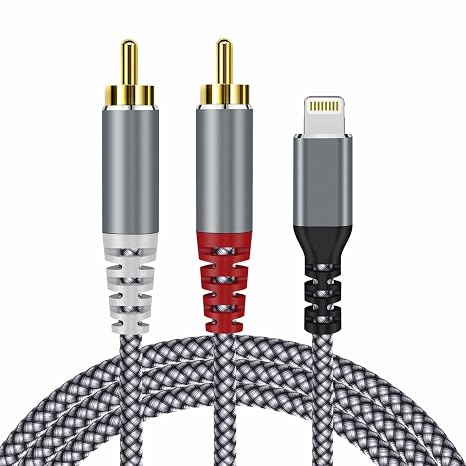 [MFi Certified] Compatible with Lightning to RCA Cable Audio Aux Adapter, 10FT iOS to 2RCA Audio Cord Y Splitter Hi-Fi Stereo Converter for i-Phone/i-Pad to Car, Home Stereo, Speaker, Amplifiers