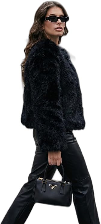 Lela Oversize Fit Yuvarlak Yaka Astarlı Kısa Kürk Bayan KÜRK 6810266