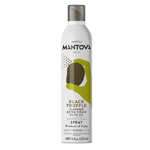 Mantova Extra Virgin Olive Oil Spray Truffle Flavored 8 oz. Spray Bottle - Manage Oil Amount - Great For Salads & Cooking