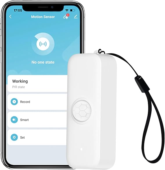 WiFi Smart Motion Sensor: Wireless PIR Motion Detector for Home Security, Infrared Motion Sensor with App Notification Alert, Support Voice Command Via Alexa (1-Pack)