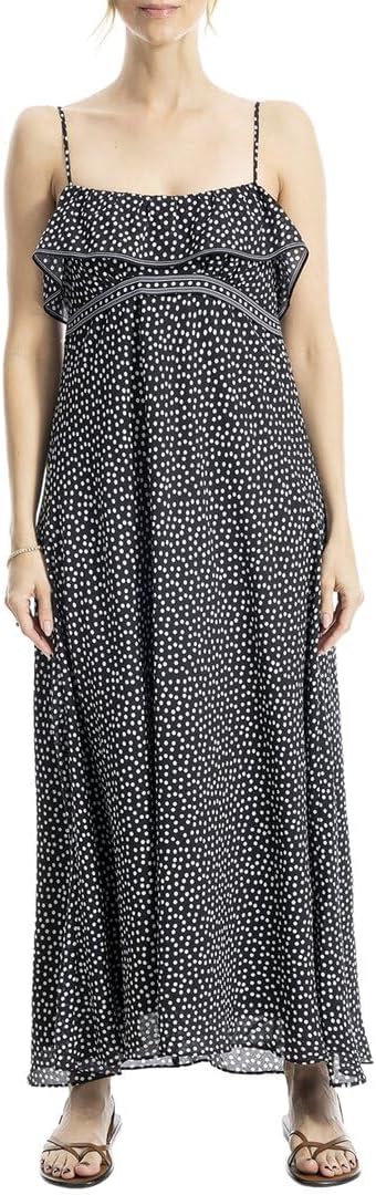 Max Studio Womens Flounce Detail Maxi Dress, S, Black