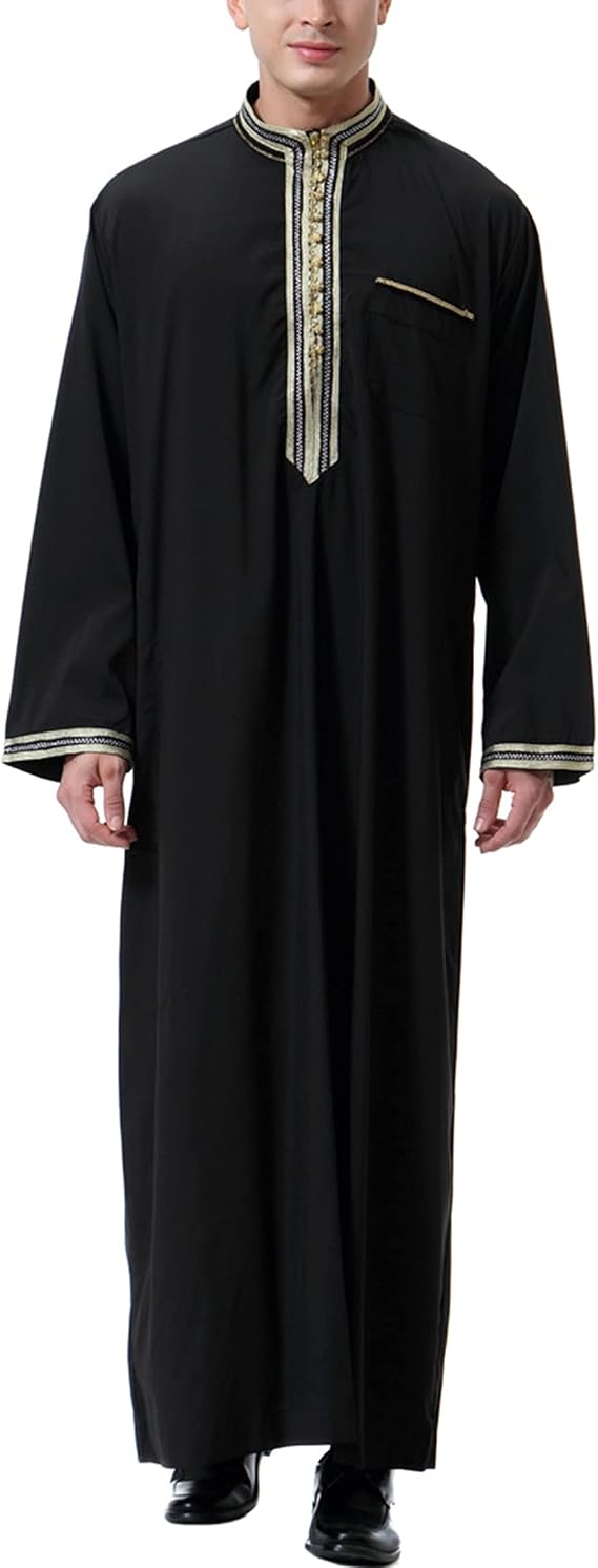 Muslim Thobe for Men Islamic Clothing Moroccan Jalabiya for Men Eid Dubai Robes