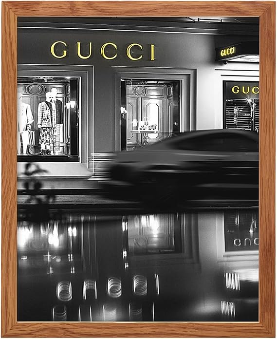 Poster of Gucci Wall Art Decorations FRAMED - 8x10 Glam Designer Wall Decor - Luxury High Fashion Design Wall Decor - Glamour Wall Art for Living Room - Designer Gifts for Women