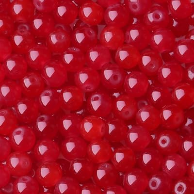 500Pcs Red Glass Beads for Bracelets, Round 8mm Crystal Beads for Bracelet Jewelry Making Earring Necklaces Kits and DIY Crafts Suitable for BeginnersRed