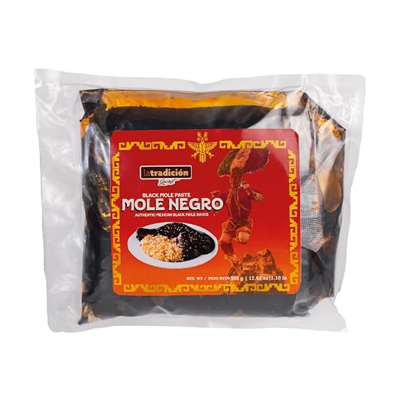 Mole Negro, La Tradicion, Authentic Mexican Mole Sauce, Black Mole Paste, Mexican Gourmet Artisanal Product (17.6 Oz)