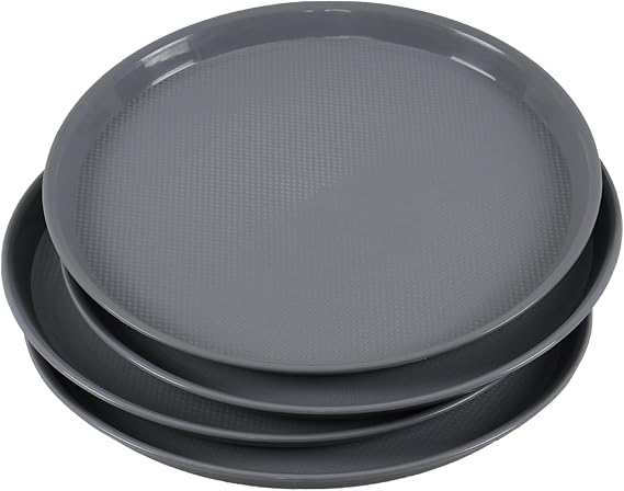 Round Non Slip Serving Trays, 4-Pack Fast Food Serving Platter