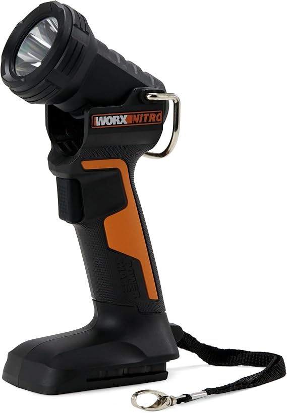 WORX Nitro 20V LED Work Light PowerShare, 160/350 Lumens Portable Light, LED Flashlight with Flexible Pivoting Head WX025L.9 Tool Only