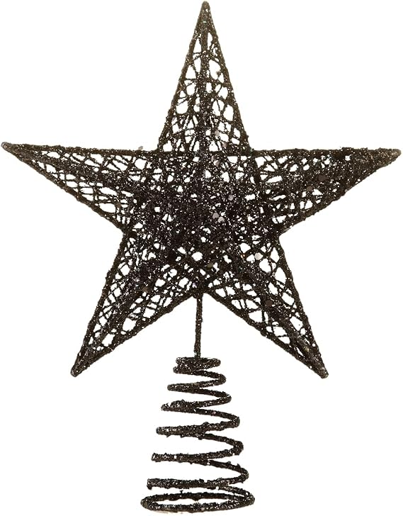 BinaryABC Iron Christmas Tree Star Topper,20cm Glittering Tree Topper