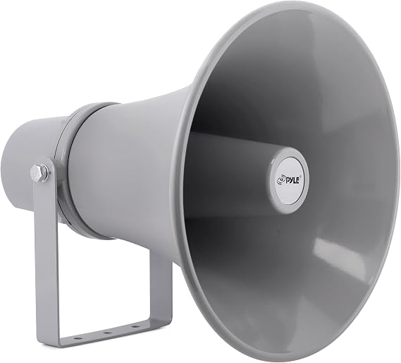 Pyle Indoor Outdoor PA Horn Speaker-11 Inch 30-Watt Power Compact Loud Sound Megaphone w/400Hz-5KHz Frequency,8 Ohm,70V Transformer,Mounting Bracket,For 70V Audio System-Pyle PHSP121T