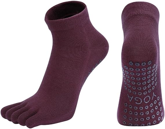 Non-Slip Five Toe Socks for Yoga, Pilates, Barre Comfortable Grip Socks Made from Combed Cotton