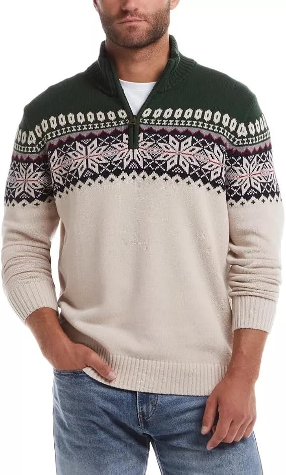 Weatherproof Vintage Men's 1/4 Zip Holiday Sweater | Green, XL