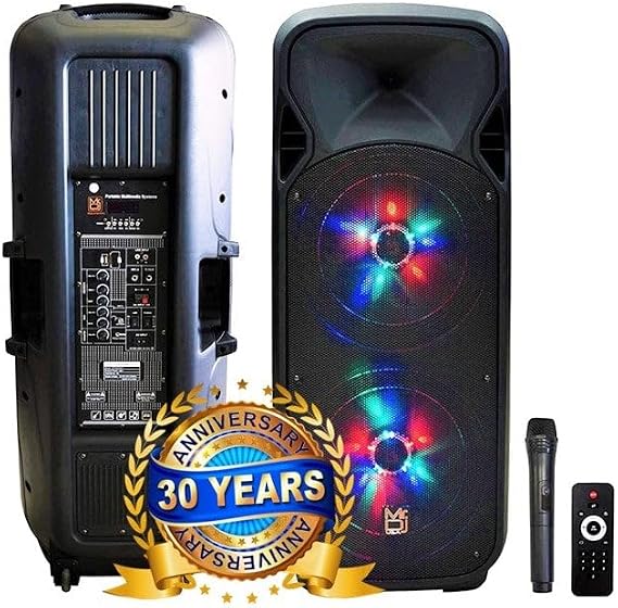 MR DJ LETS-PARTY Dual 12" Battery Powered Bluetooth Speaker Microphone Party Speaker