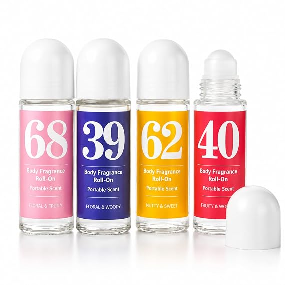 Roll On Perfume Set for Women, Portable Body Fragrance Roll-On Oils ((40) Pium Amber)
