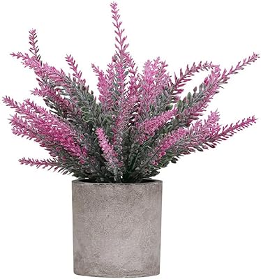 YZZY Artificial Potted Plants, 1Pcs Mini Fake Flower and Grass in Pot, Small Faux Plastic Greenery for House DecorationsLavender Fuschia #-536