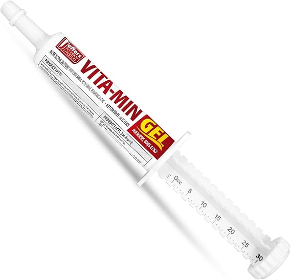 Jeffers Vita-Min Gel for Livestock & Horses Multivitamin & Mineral Supplement with Selenium, Zinc, Potassium & Turmeric Easy Oral Gel for Cattle, Goats, Sheep & Pig 30 cc (1 oz) Tube
