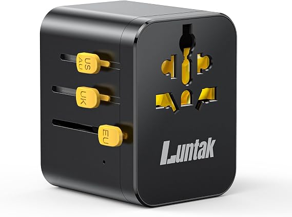 Universal Travel Adapter Worldwide with 2 USB-A&2 USB-C&1 AC Outlet | International Power Adapter European Travel Plug Adapter for EU/UK/US/AU Over 200+ Country/Region(Type A/C/G/I)-Black