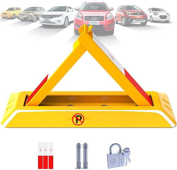Folding Parking Barrier, Car Parking Pole Triangular, Removable Parking Space Lock, Manual Parking Blocker, Parking Security Bollards,70CM (48CM)