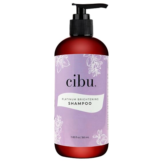 CIBU Platinum Brightening Shampoo 30016 Purple Formula Tones & Protects Blonde, Silver, Highlighted Colored Hair | Sulfate-Free Eliminates Brassy Tones | Restores Softness, Strength and Shine 350ml