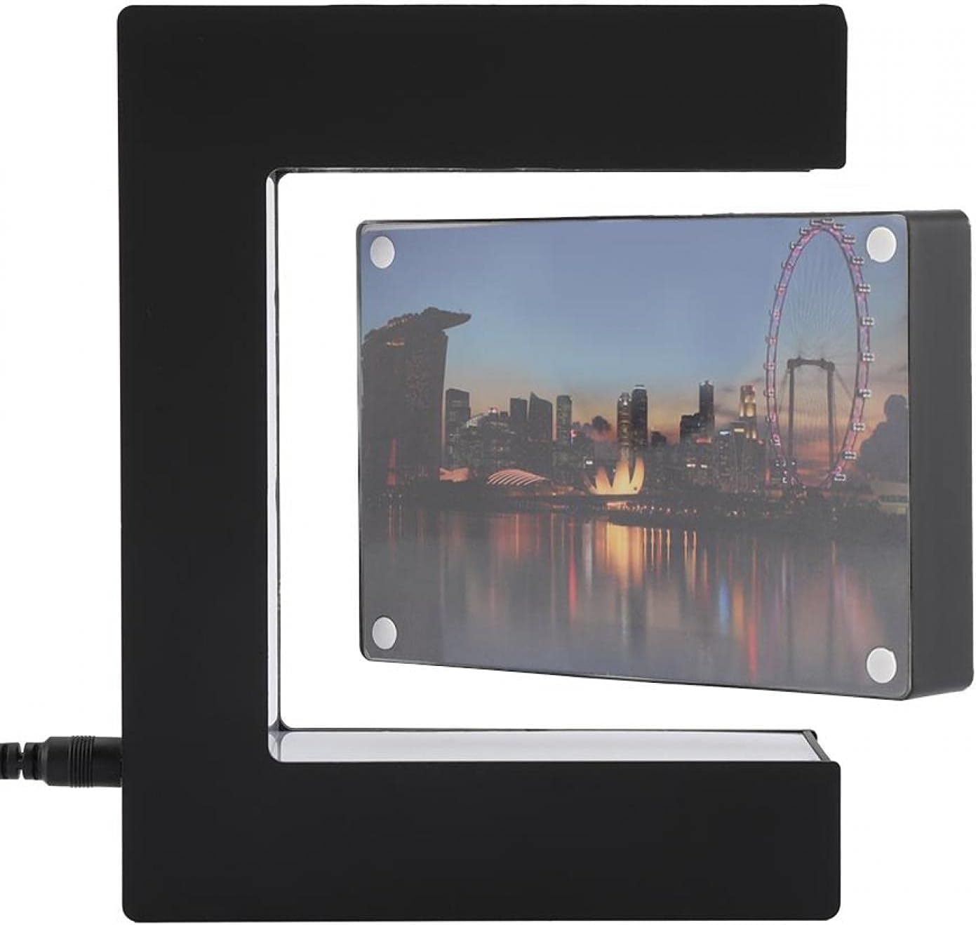 Magnetic Levitation Photo Frame, E Shape LED Magnetic Levitation Floating Photo Frame Home Office Wedding Decoration for Desk Decoration Desk Display StandUS plug 100~240V