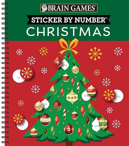 Brain Games - Sticker by Number: Christmas (28 Images to Sticker - Christmas Tree Cover) (Volume 2)