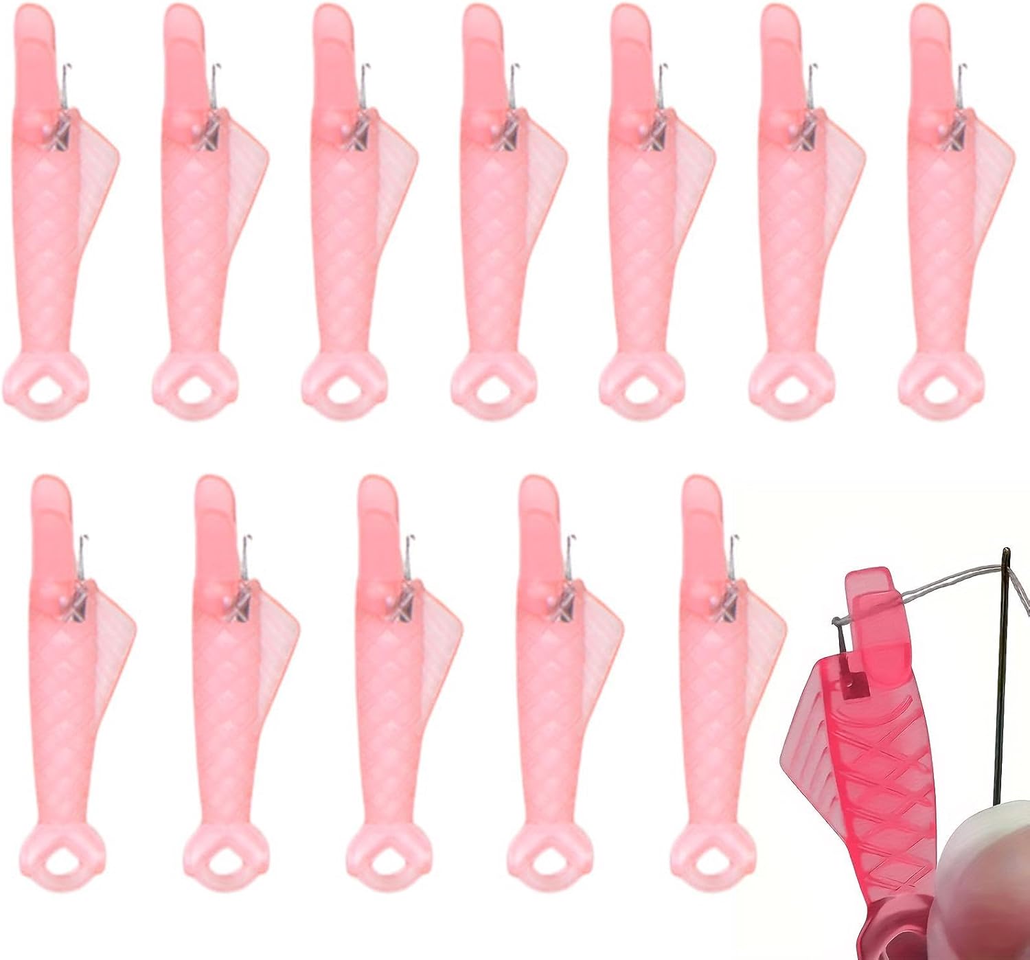 12Pcs Fish Mouth Sewing Machine Needle Threader,Automatic Sewing Needle Threader,Simple Needle Threader,Quick Sewing Threader Needle Tool for DIY Sewing Machine,Pink