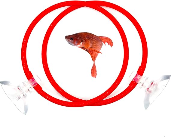 Betta Fish Olympic Ring For Betta Fish Trainning 2 Pack | Betta Excercise Loop Betta Loop For Aquarium Decor | CTWPetsTM (Red)