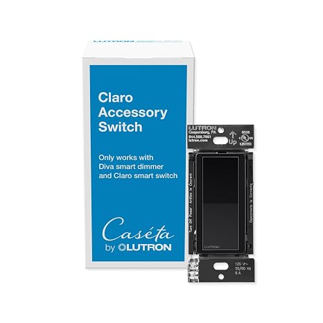 Lutron Caseta Smart Lighting Claro Smart Accessory Switch for use with Diva Smart Dimmer/Claro Smart Switch, Works w/ Alexa, Apple Homekit, Google Home (Hub Required), DVRF-AS-BL, Black