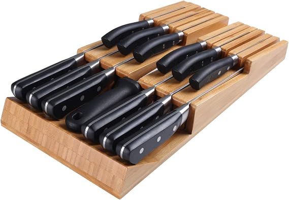 NIUXX Bamboo In-Drawer Knife Block Set for 12 Knives(Not Included)