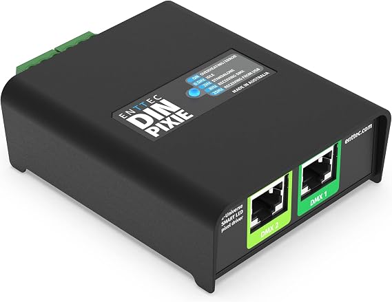 Enttec Din Pixie 73539 2-Universe DMX LED Pixel Controller, Black