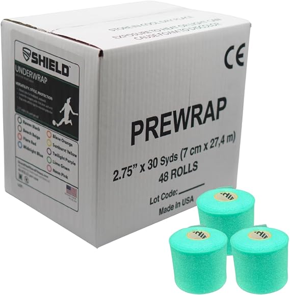 Shield Athletic Underwrap | Bulk Case of 48 Rolls of PreWrap, 2.75" X 30 SYards (Teal)