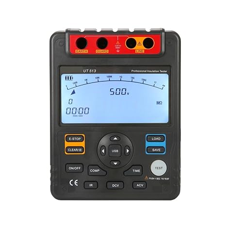 Resistance Meter, UT513 Insulation Resistance Tester Electrical Meter AC DC Voltmeter Automatic Range Digital Data Hold